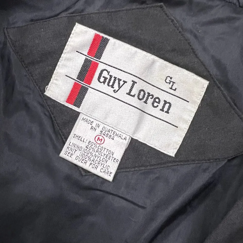 Vintage Guy Loren Black Dark Grey and Navy Bomber Jacket Harrington Southwestern - Picture 2 of 8